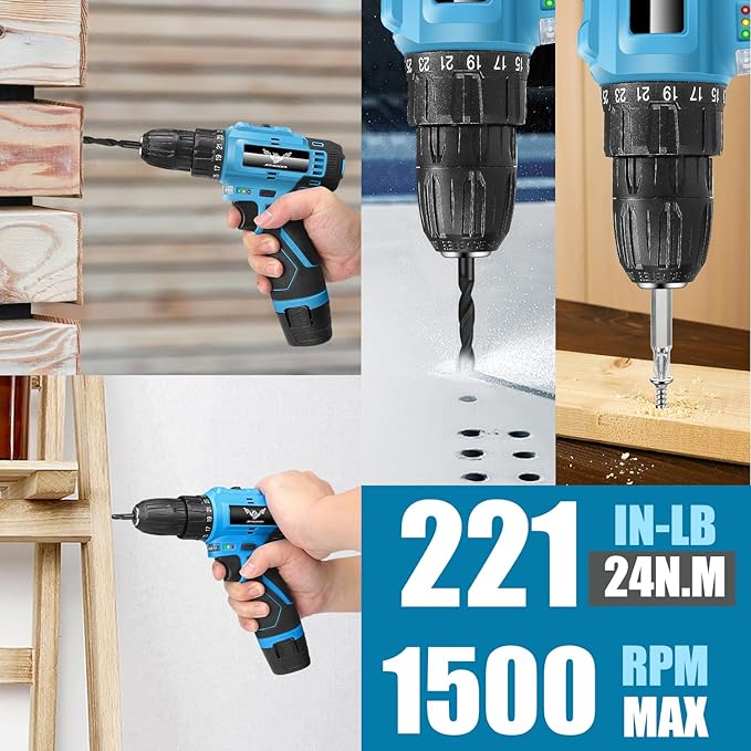 JENABOM Tool Set - 12V Cordless Drill Kit, 146 Piece Home Tool Set With Power Drill, Tool Kits for Men & Women, Perfect for Homeowner, Diyer, Handyman