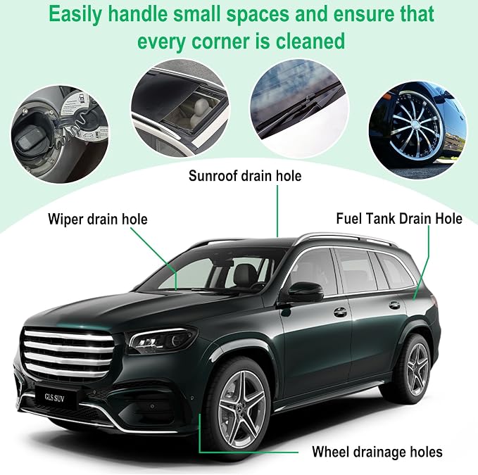 ecocstm Auto Sunroof Drain Cleaning Tool, 120 Inch Flexible Drain Brush, Sunroof Drain Cleaner with Pipe Cleaning Brush, Injector Hose and Crevice Brush, Cleaning Tool for Drains, Sewers, Windshields
