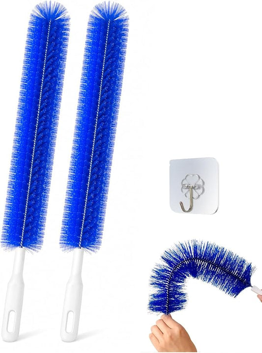 Bendable Microfiber Duster for Cleaning, Fan Cleaning Brush with Flexible Head, Reusable Fan Duster for Ceiling Fans, Blinds & Air Vents, Washable Dust Clean Brush for Home, Office & Car (Blue,2PCS)