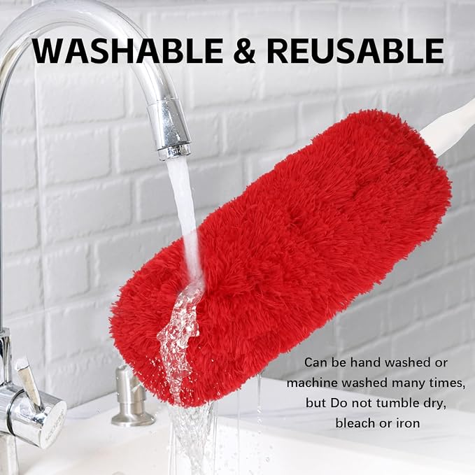 Reusable Microfiber Duster Refills Compatible with OXO & MR.SIGA Duster - Washable Duster for Household Cleaning Dusting Furniture Blind Ceiling Fan 2Pack (Handle NOT Included