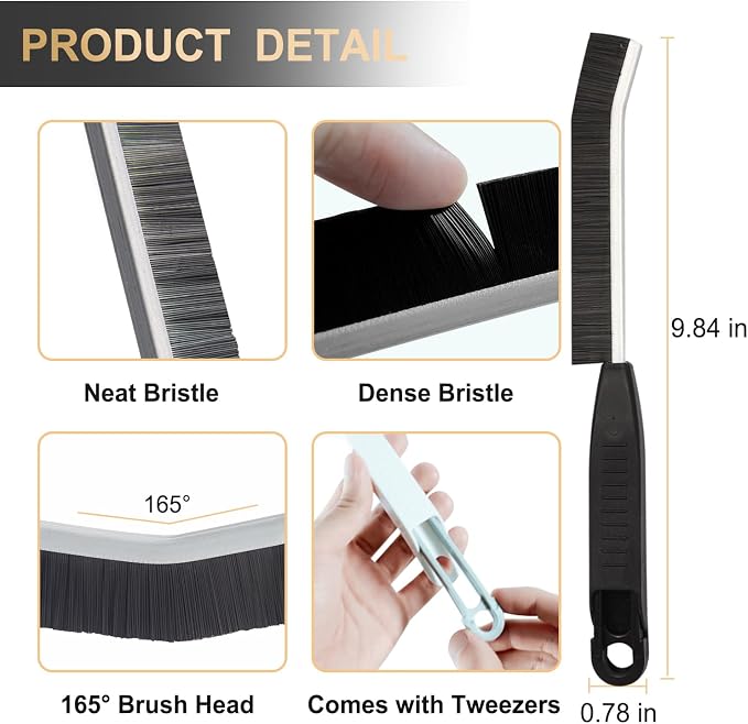 Hard Bristle Crevice Cleaning Brush,Grout Cleaner Brush,Scrub Brushes for Tile Floor,Gap Cleaning Supplies with Clip for Bathtub,Shower,Sink,Kitchen,Home Essentials,Gi-ft for Women Men(3PCS)