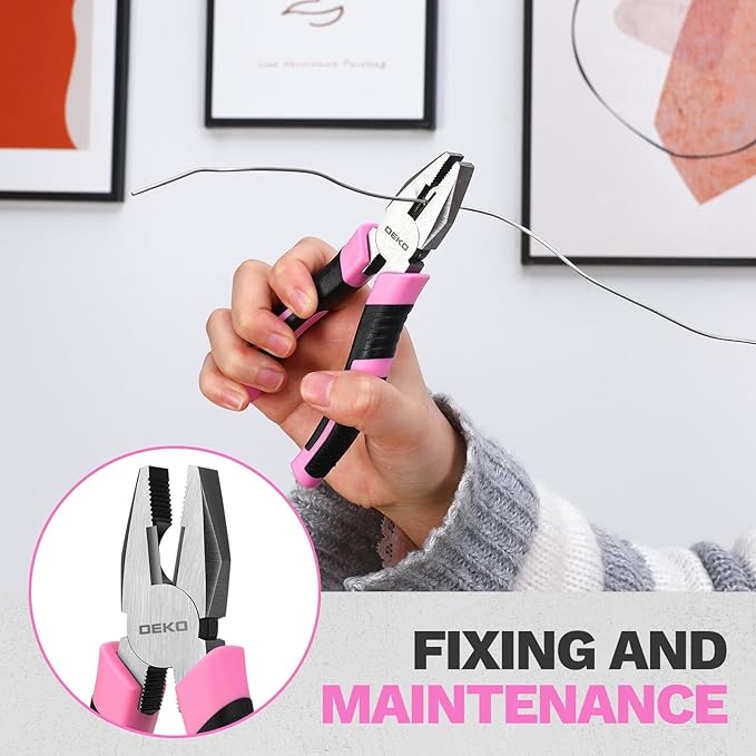 DEKOPRO 94 Piece Pink Tool Set, Household DIY Tool Kit for Women with Storage Toolbox, Small Basic Hand Tool Box Set for Home Repair, DIY, Apartment, Office