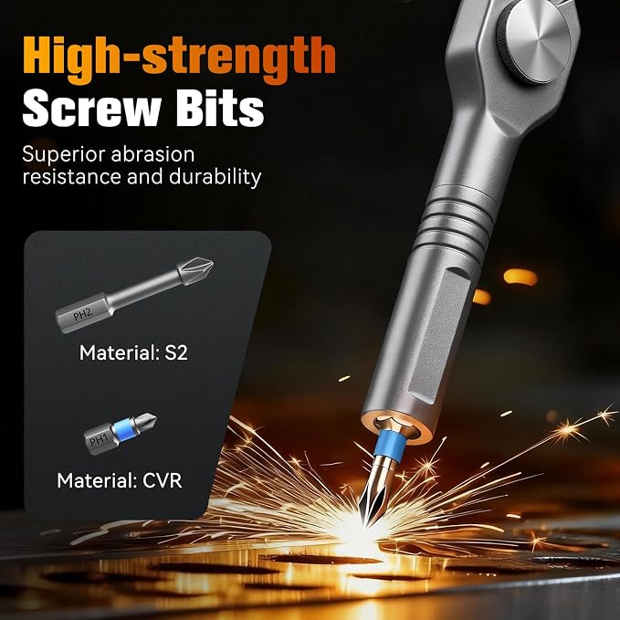 Housolution 43 in 1 Ratchet Screwdriver Set with Detachable Handle | 6.2° Ratchet Head, Multi S2 Steel Bit Free Combination, Portable Repair Tool Kit for Furniture, Computer, Bicycle, DIY
