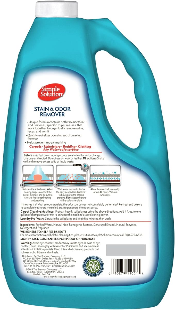 Simple Solution Pet Stain & Odor Remover, Enzyme Stain Cleaner, Gallon