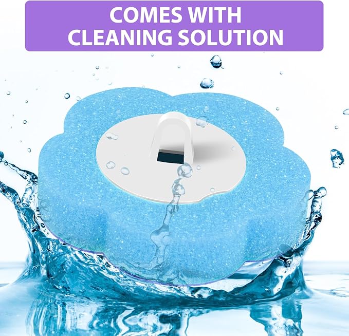 Toilet Brush Handle Kit, Toilet Wand Brush Head Disc, Disposable Toilet Bowl Cleaner Wand, Easy to Install for Bathroom Cleaning (Gray Cleaning Brush + 18 Blue Replacement Heads)
