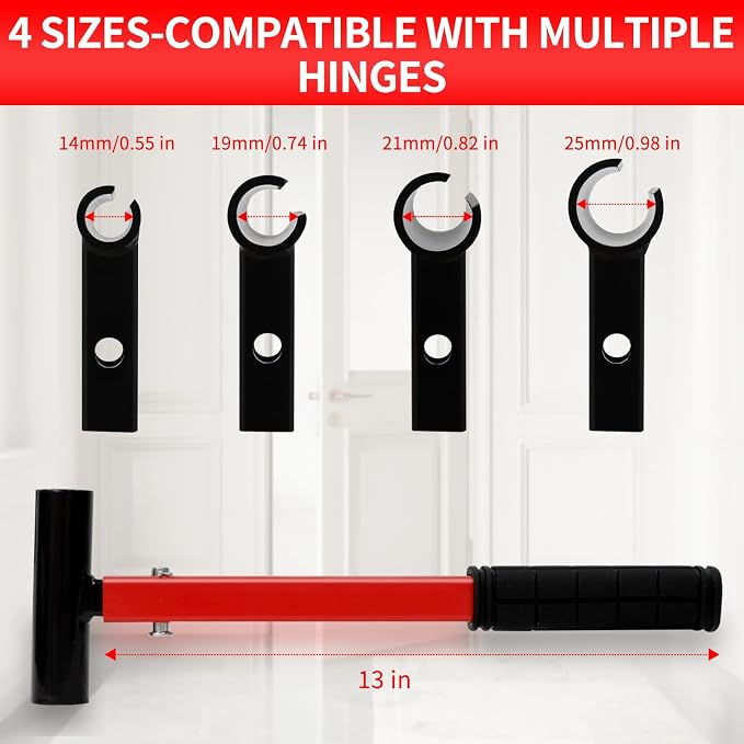 4-in-1 Door Hinge Adjustment Tool Kit, Professional Hinge Gap Adjusting Wrench for Cabinet Doors and Furniture Assembly, Heavy Duty Painted Steel Hinge Bender Wrench with Rubber Grip