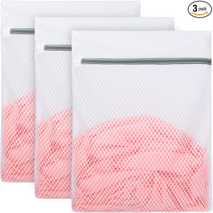 Vivifying 3Pcs Mesh Laundry Bags for Delicates, Honeycomb Mesh Wash Bags with Zipper for Washing Machine, Shoes, Lingerie, Socks and Stuffed Toys (Medium, 12.5 x 16Inches)