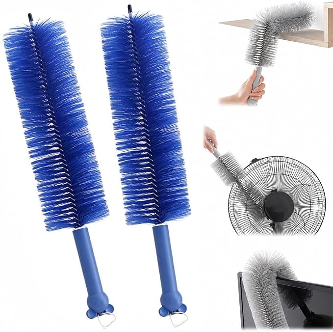 2026 New Bendable Microfiber Duster, Upgrade Reusable Bendable Cleaning Brush for Home Electric Fan Air Conditioner Car Vent Curtains Cleaner(Blue)
