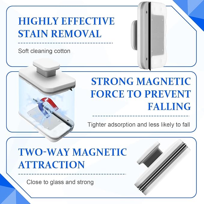 Magnetic Windshield Cleaner Tool Set, Widen Double-Sided Magnetic Window Cleaner Tool, Windshield Magnetic Car Window Cleaner, Glass Thickness 3-10mm for High Rise Car Glazed