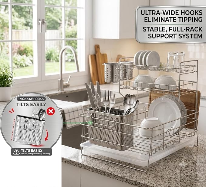 HOME&I SUS 304 Silverware Basket for Dish Rack, Hanging Utensil Holder