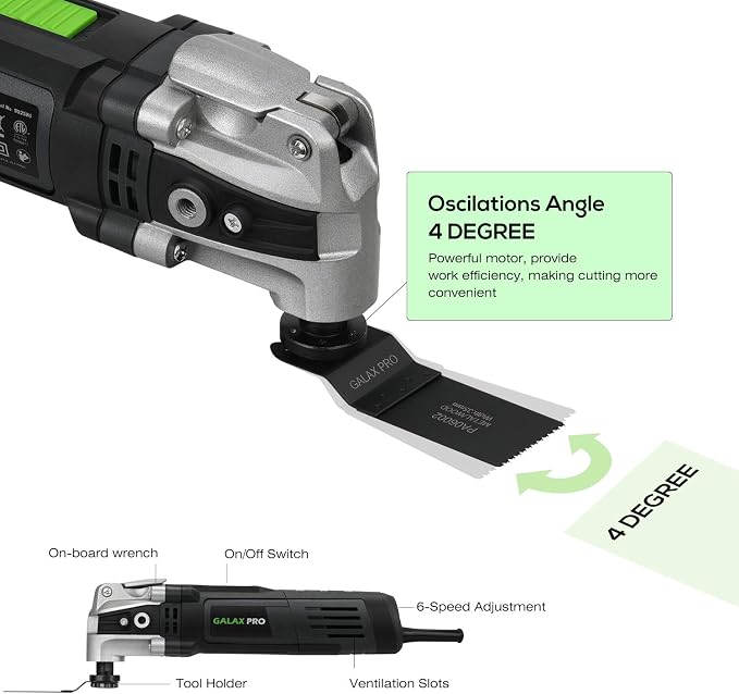 GALAX PRO Corded Oscillating Multi Tool Kit 3.5A with 30Pcs Accessories | 22000OPM Oscillating Power Tools for Home Improvement, Woodworking, 6-Speed, Quick Clamp System, 4° Oscillating Angle