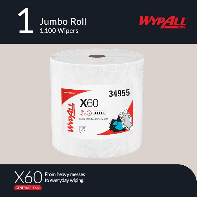WypAll GeneralClean X60 Multi-Task Cleaning Cloths, 1100 Towels (34955)