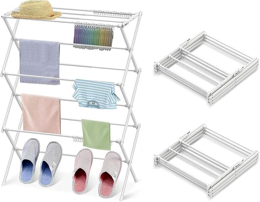 2PCS Foldable Drying Rack Clothing for Laundry Pure White