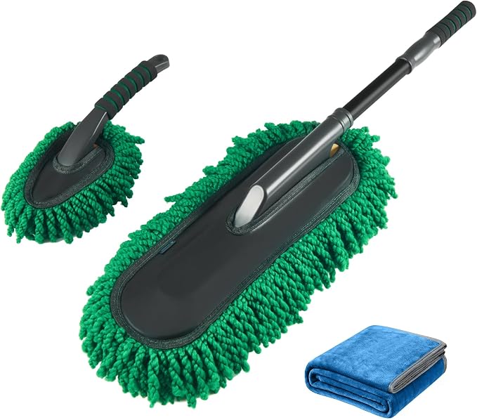 FLORICH Microfiber Car Duster Large Extendable Car Duster Exterior Scratch Free for Cars RV Truck Bike