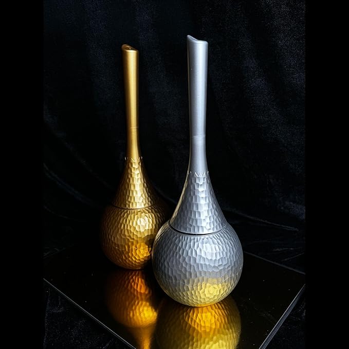 Elegant Toilet Brush Set – Stylish Hammered Design, Durable Handle, Anti-Splash Base, Modern Bathroom Accessories, Easy to Clean & Maintain (Golden)