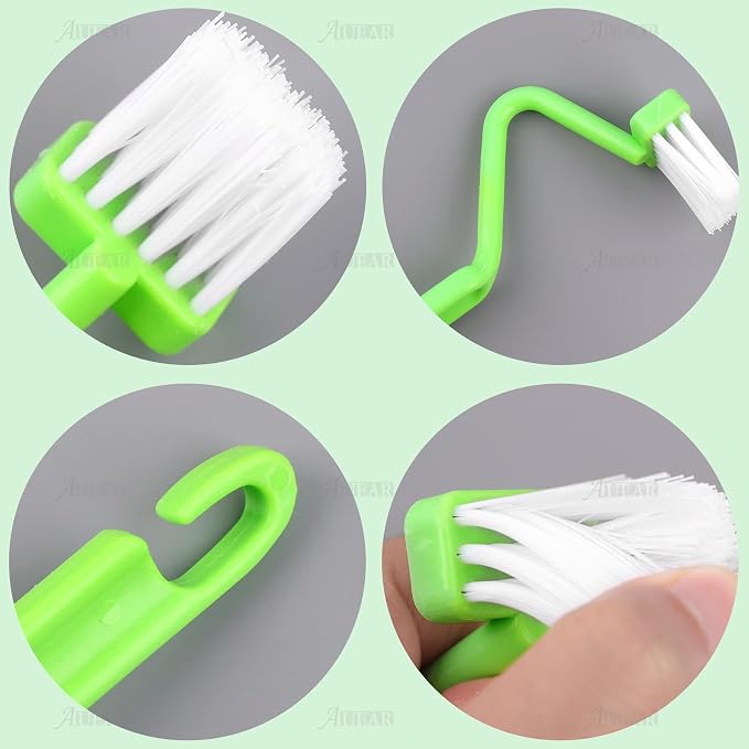 AUEAR 4 Pack Curved Toilet Brush 8" V Type Plastic Corner Rim Cleaning Edge