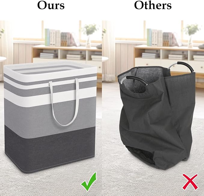 StorageRight Laundry Basket Hamper, 100L Collapsible Clothes Storage, Grey | Freestanding Clothes Hampers, Foldable design, with Easy Carry Handles, For Laundry, Bedroom, Dorm, Clothing, Towels, Toys