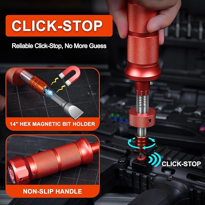 68Pcs Torque Screwdriver Wrench Set 10-70 IN.LB, Inch Pound Torque Driver | with S2 Steel Bits, 1/4" Drive, Magnetic Quick-Release Adapter for Bike Repair, Mounting and Maintenance