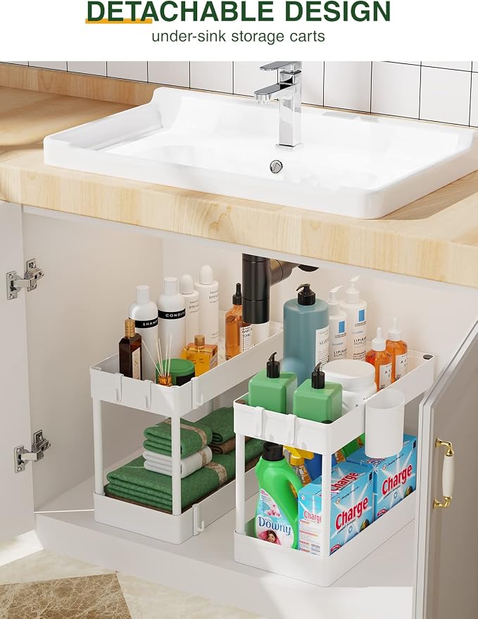 LEHOM Slim Rolling Storage Cart - 4 Tiers Bathroom Organizer Utility Cart | Slide Out Storage Shelves Mobile Shelving Unit for Kitchen, Bedroom, Office, Laundry Room, Small Narrow Spaces (7.1" W+White)