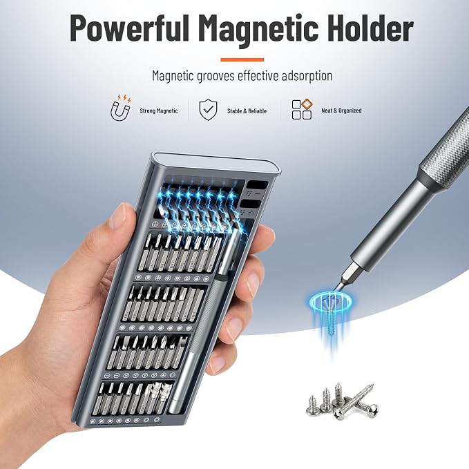 KATERK 42-in-1 Small Screwdriver Set Precision Mini Magnetic Repairs Tool | 40 Magnetic Bits, Resist Wear, Don't Strip Easily, Compact Organized Size, Repair Kit for Glasses, Laptop, iPhone, Watch