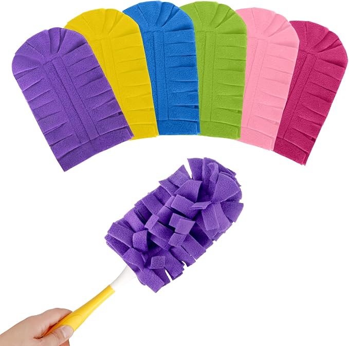 Fleece Reusable Duster Refills Compatible with Swiffer Hand Duster | 360 Washable Heavy Duty Duster Pads, Microfiber Washable Dusters Refills for Fan, Window, 6 Pack (Handle is Not Included)