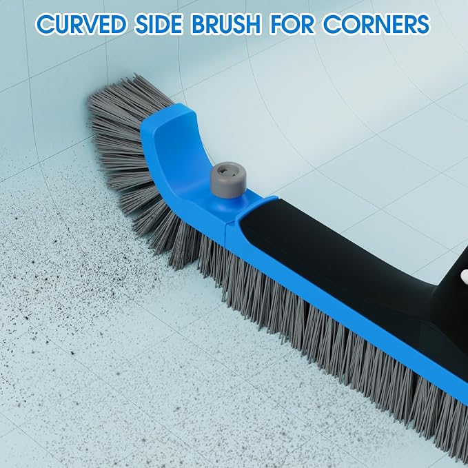 2 in 1 Pool Brush with Pole - 20'' Heavy Duty Swimming Pool Brush & Single Pool Brush Head, 9ft Aluminum Poles, Cleaning Inground & Above Ground Pools