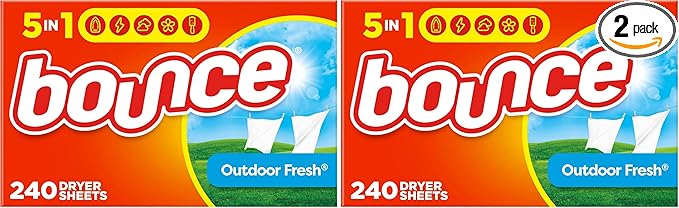 Bounce Dryer Sheets, Outdoor Fresh, 480 Count | Static Control | Wrinkle Fighters | 2 Packs of 240