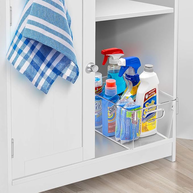 Sorbus Medium Clear Plastic Storage Bins for Shelves, Clothes, with Handle - Clear Storage Bins, Drawer, Shelf, Closet, Pantry, Fridge, Freezer Organizer Bins, Closet Organizers and Storage (8 pack)