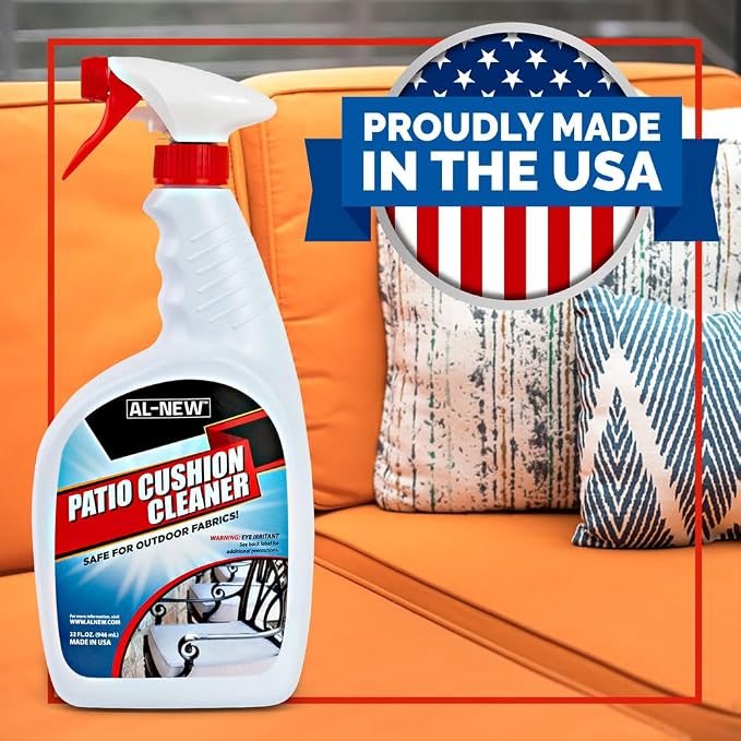 AL-NEW Patio Cushion Cleaner | Safe For Use On Outdoor Fabrics Such As Patio Cushions, Awnings, Furniture Covers, and more (32 Ounce)