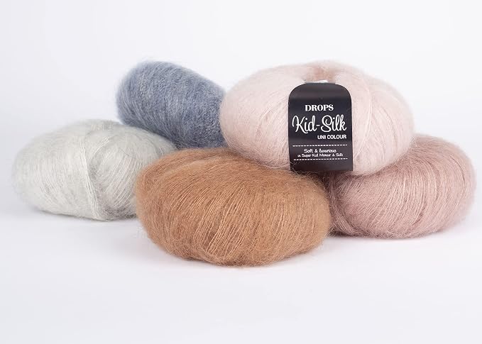 Mohair and Silk Yarn Drops Kid-Silk, 0 or Lace, 2 Ply, 0.9 oz 230 Yards per Ball (42 Almond)