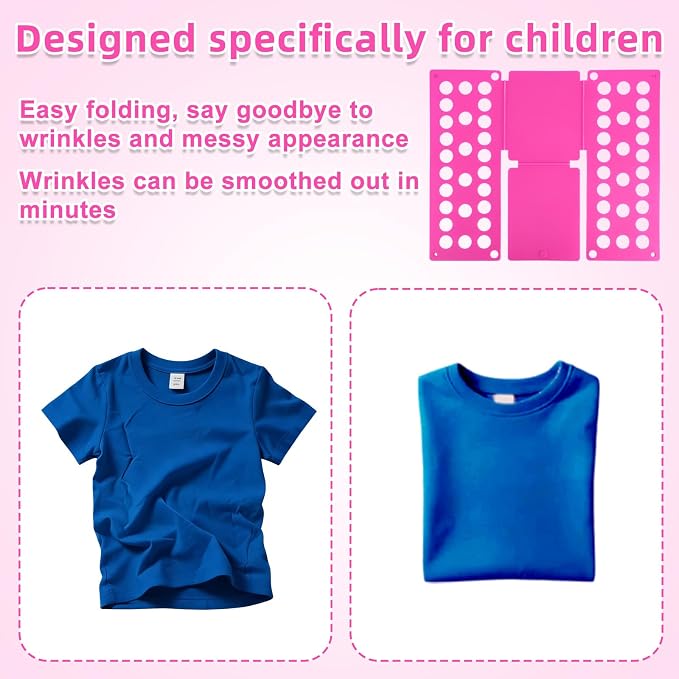 Kids Clothes Folding Board, Small Size Plastic Laundry Folder for Children Quick & Easy Foldable Tool for T-Shirts Pants Pajamas Home Storage Organizer