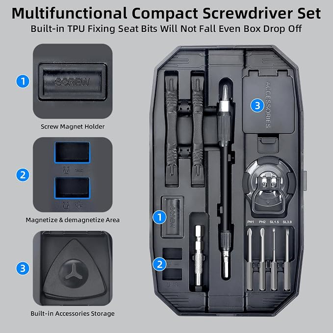 153 in 1 Precision Screwdriver Set for Electronic Repair Black | Magnetic Small Screwdriver Set with Torx, Pentalobe, Triwing, Mini Repair Tool Kit for Computer, Laptop, PC, PS5, Eyeglass