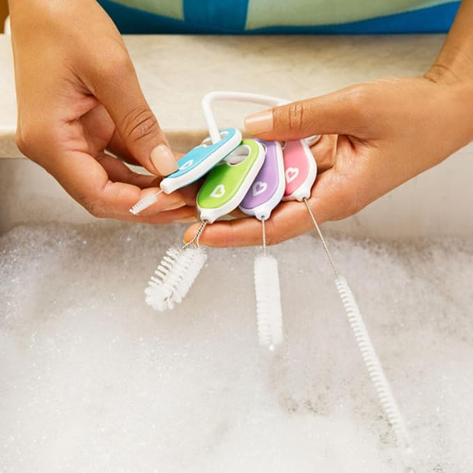 Munchkin® Details™ Bottle and Cup Cleaning Brush 4 Piece Set with Key Ring,(Pack of 12)