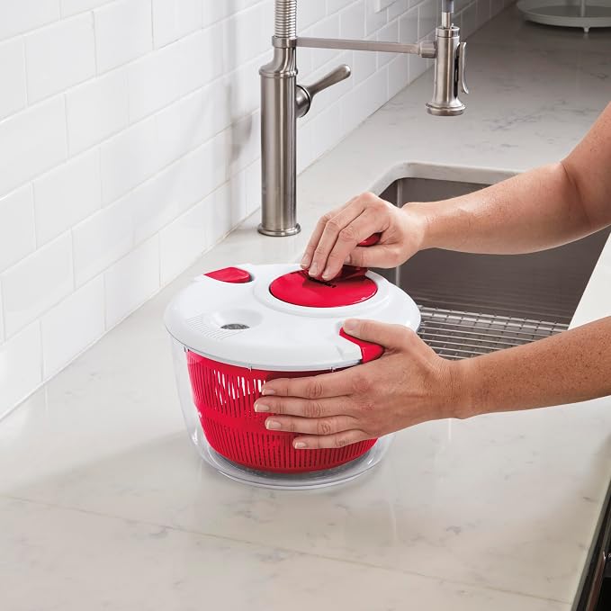 Cuisinart Large Salad Spinner- Wash, Spin & Dry Salad Greens, Fruits & Vegetables, 5qt, CTG-00-SASR Red