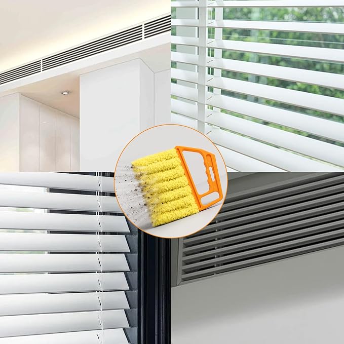 3-Pack Window Blind Cleaner Tool, 7-Finger Washable Microfiber Blind Duster for Multiple Slats, Mini Blind Cleaning Brush for Venetian Blinds, Air Vents and Fans, Orange