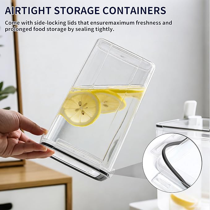 2pc 6.5L Airtight Food Storage Containers with Lids, Cups & Labels | Large BPA-Free Plastic Food Storage with Labels for Spaghetti, Cereal, Oats & Kitchen Pantry Organization, 2 Pack