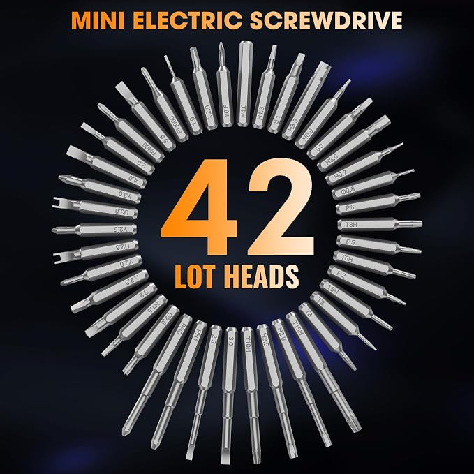 TanSon Mini Electric Screwdriver Set,3.7V Cordless Precision Screwdriver Set with 50 in 1 Magnetic Bits,Magnetic Storage,5 Torque Setting,LED Display,Small Repair Tool Kit for Computers,Phones,Watches