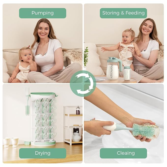 Momcozy Baby Bottle Drying Rack, 18 Bottles Vertical Space Saving | Ventilated Drying for Baby Accessories & Pump Part, BPA-Free Food-Grade, Detachable Travel, Easy Clean, Sturdy Base
