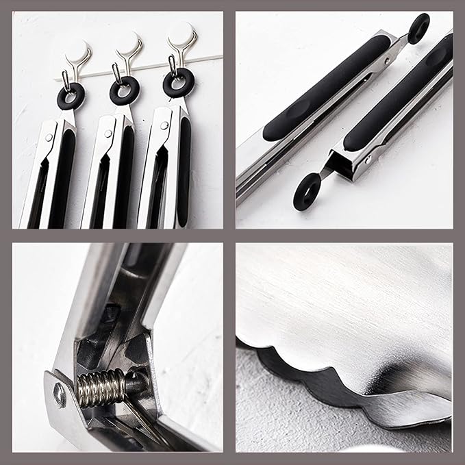 18 inch Extra Long Grill Tongs (1 orange + 1 black), with Silicone Tip Head, Stainless Steel Barbecue Tongs with Long Handle, Large Sized Food Tong, Extended Serving Tong