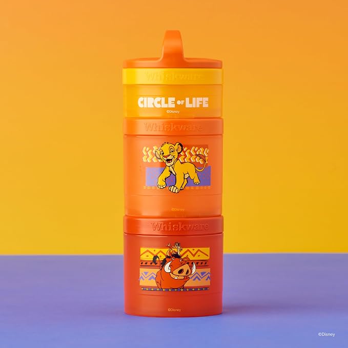 Whiskware Disney Lion King Simba and Friends Stackable Snack Containers for Babies, Toddlers, and Kids, 3 Stackable Snack Cups for School and Travel, Cupholder Friendly, Circle Of Life!