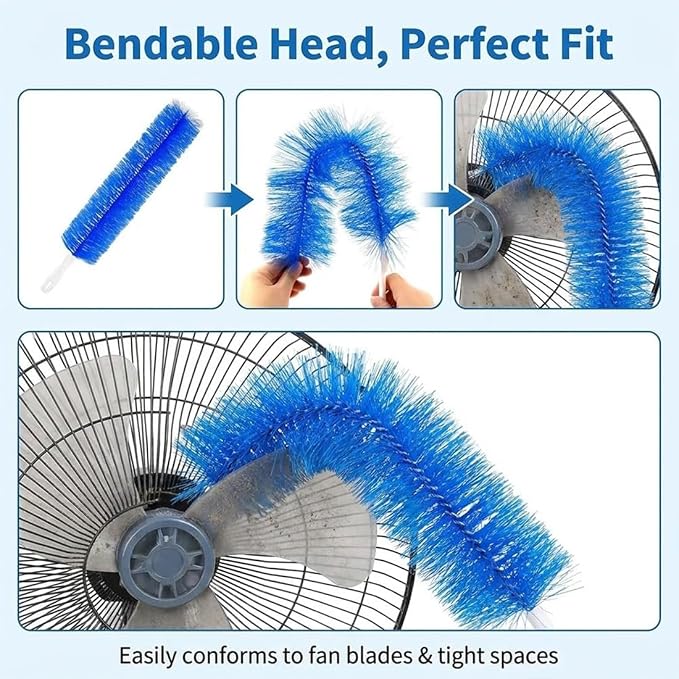 Ultimate Dusting Tool, Fan Cleaning Brush, Bendable Microfiber Head, Flexible Microfiber Duster Remover Washable ldeal for Electric Fans Air Conditioning, Home Car Vents, Curtain (4pcs*Mix)