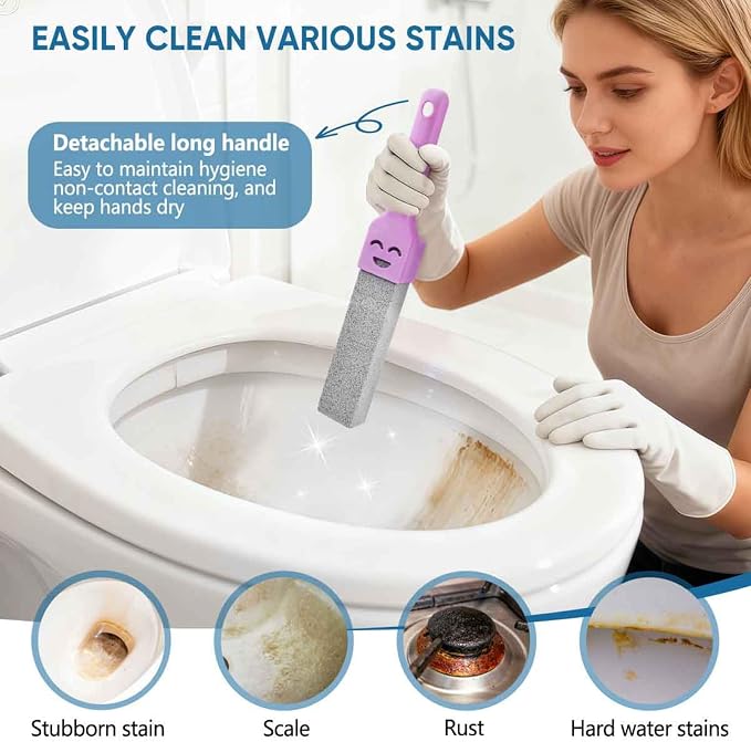 18 Pack Cleaning Pumice Stone Toilet Bowl Stick Cleaner with Handle Hard Water Ring Calcium Buildup Stains Remover Powerfully for Cleaning Toilet Bathtubs Kitchen Sink Grill Pools