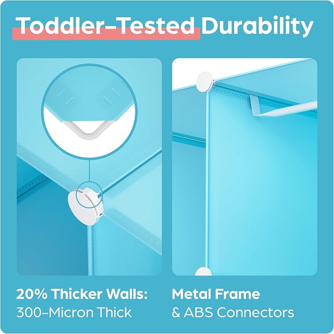 CUBEDIY Baby Closet Organizer for Nursery - Durable Baby Wardrobe Armoire for Closet - Customizable Dresser Shelves - Waterproof Shelf Clothes Organizer w/Wall Fixation (Blue)