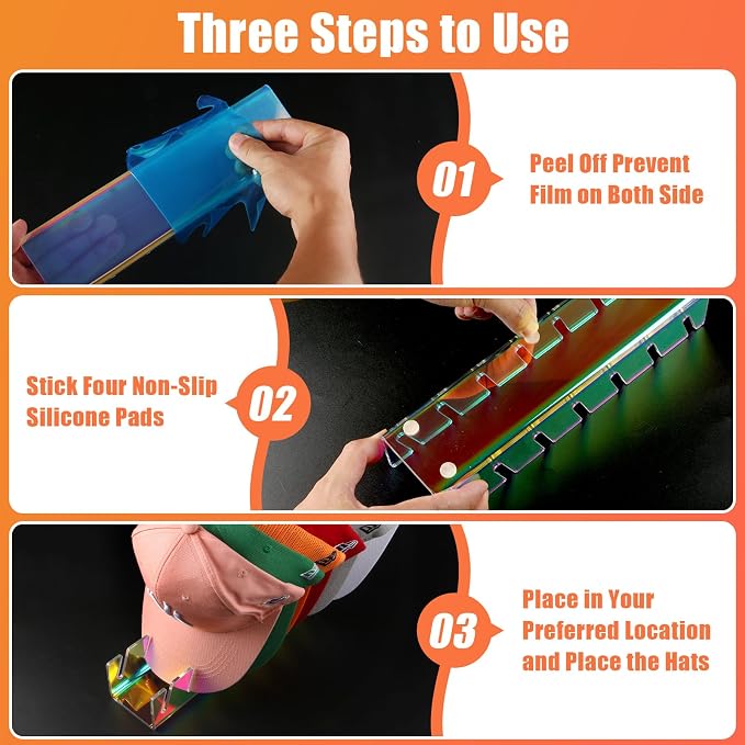 Hat Organizer for Baseball Caps Hat Rack Acrylic Hat Stand 2Pack No Install | Hat Storage for 14 Baseball Caps Closet Organization Hat Holder Display Baseball Cap Organizer for Closet, Bedroom, Dresser