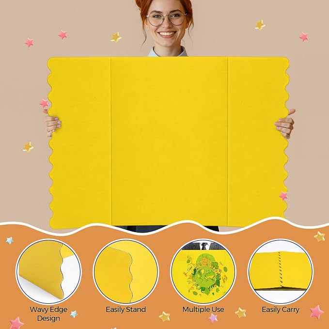 Mooliwe 4 Pack 26" x 17" Trifold Poster Board Tri Fold Poster Boards Foldable Corrugated Business Presentation Display Paper Boards for Science Fair Events, School Projects, Exhibitions