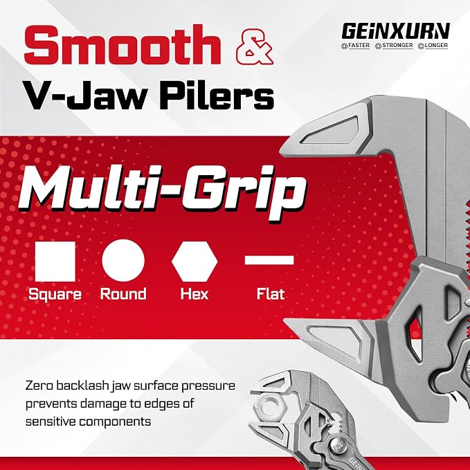 7/10/12-Inch Pliers Wrench, 1PC Smooth V-Jaw Pliers with 24-Position Push-Lock, Fast Adjustable Slip Joint Pliers Set for Plumbing, Home Repair, and Pipe Fittings