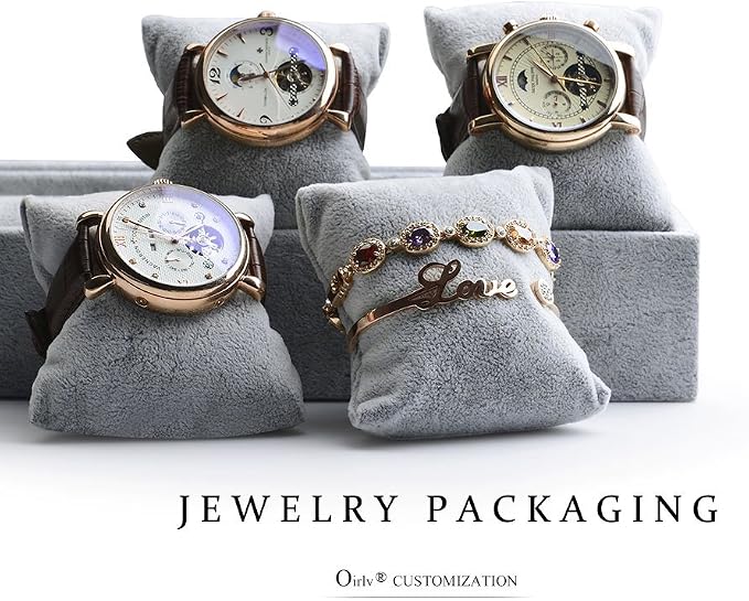 Oirlv Velvet Watch Bracelet Tray,Organizer for Drawer,12 Grids with Pillow | Stackable Design,Soft Velvet Pillow Protect Watches, Bracelets and Bangles, Ideal for Showcase Jewelry Display & Daily Use