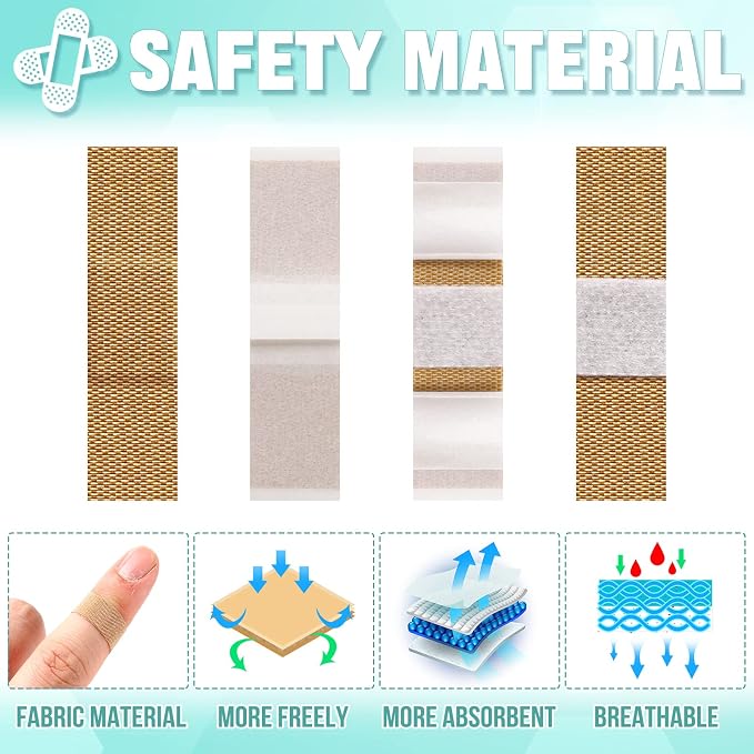Weewooday 300 Pcs Small Bandage Bulk Nose Bandage Fabric Adhesive Bandages Flexible Breathable Bandages Fabric Bandages for Small Wound Protection Care(0.34 x 1.6 Inch)