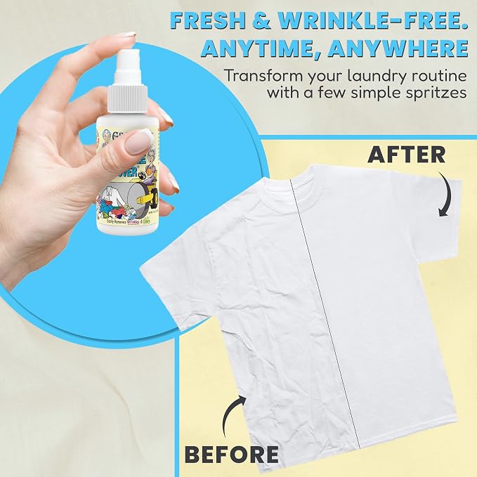 Grandma's Secret Wrinkle Remover Spray - Easily Removes Wrinkles & Odors - Wrinkle Release, Fabric Refresher Spray, Chlorine, Bleach and Toxin-Free - 3 Ounce