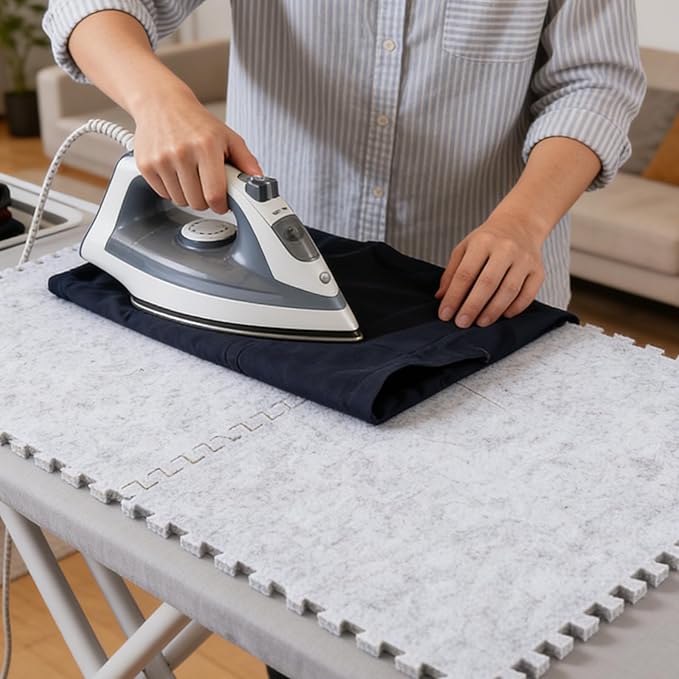 AIHSUMC 10 Pack Extra Large Wool Pressing Mat, Thick Felt Ironing Mats for Quilting & Sewing, Spliceable Ironing Pad Set for Large Fabric Projects, Portable Iron Board Alternative for DIY & Crafts